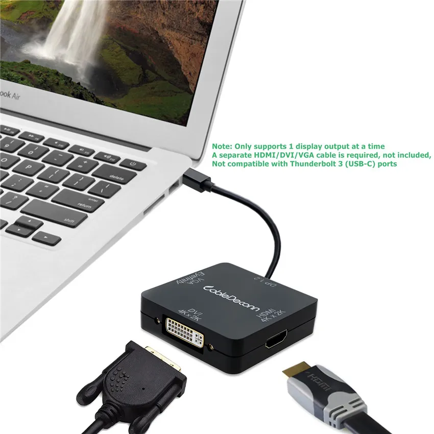 Адаптер Mini DisplayPort для VGA DVI HDMI 4 K 3840*2160 многофункциональный квадратный