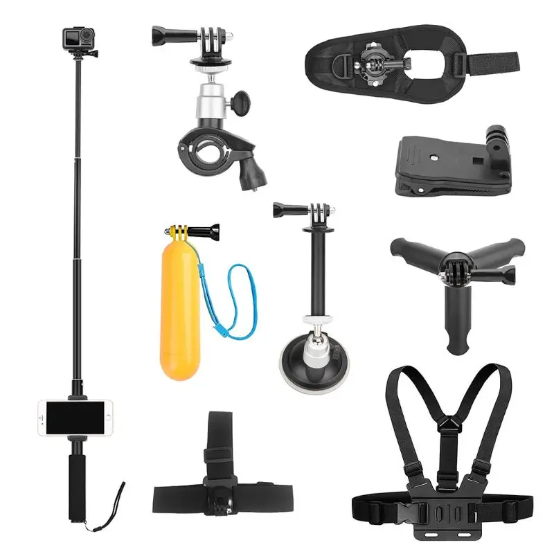 

Professional Camera Accessories Selfie Stick Floating Rod Phone Clip Backpack Clamp Bicycle Car Holder Tripod Wrist Strap Headba