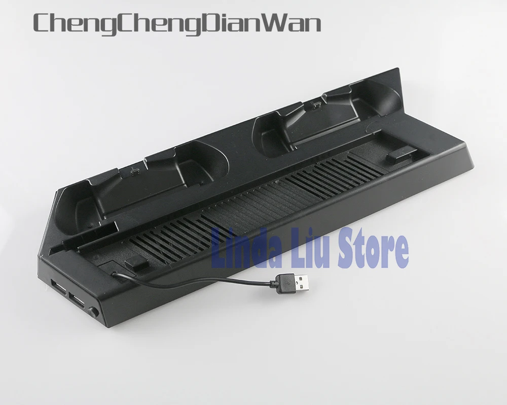 

ChengChengDianWan Black Vertical Stand Cooling Fan with Dual Charging Station for PS4 Slim Console + Dual USB HUB Ports 10pcs