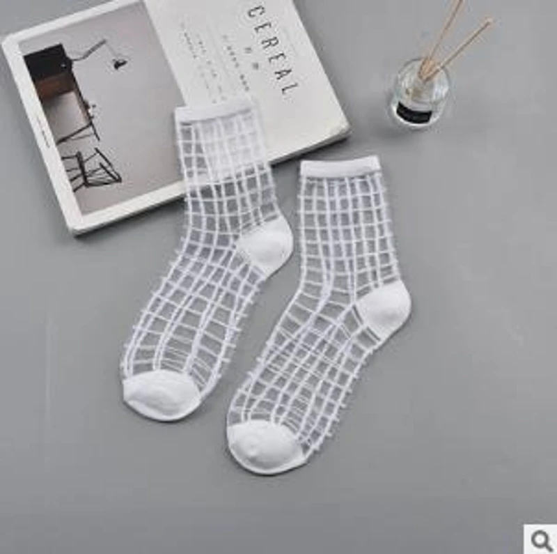 

Spring Lace Transparent Crystal Lady Socks 10 Colors Comfy Sheer Silk Ankle Socks MOU
