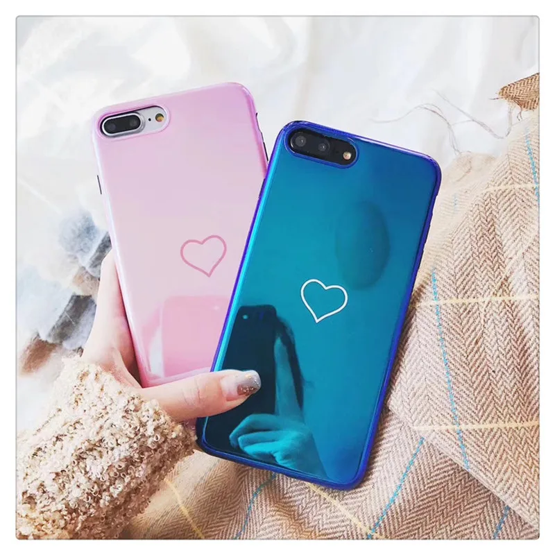 

For iPhone 7 Case Cute Silicone Plating Slim Back Cover for iPhone 7 Plus Case Luxury Love Heart Full Protective Women Girls