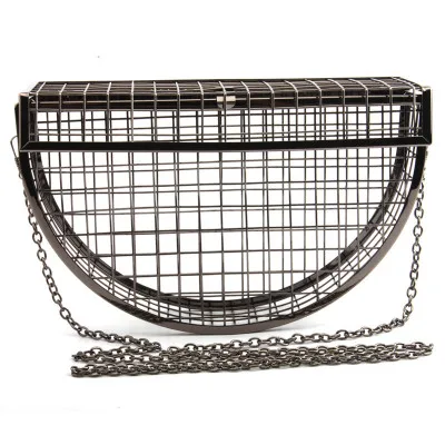Выдалбливают Для женщин сумка роскошный дизайн Crossbody вечерняя сумочка; BS010 металлические клетки сумка в виде полумесяца Свадебная вечерняя сумочка клатч - Цвет: Black