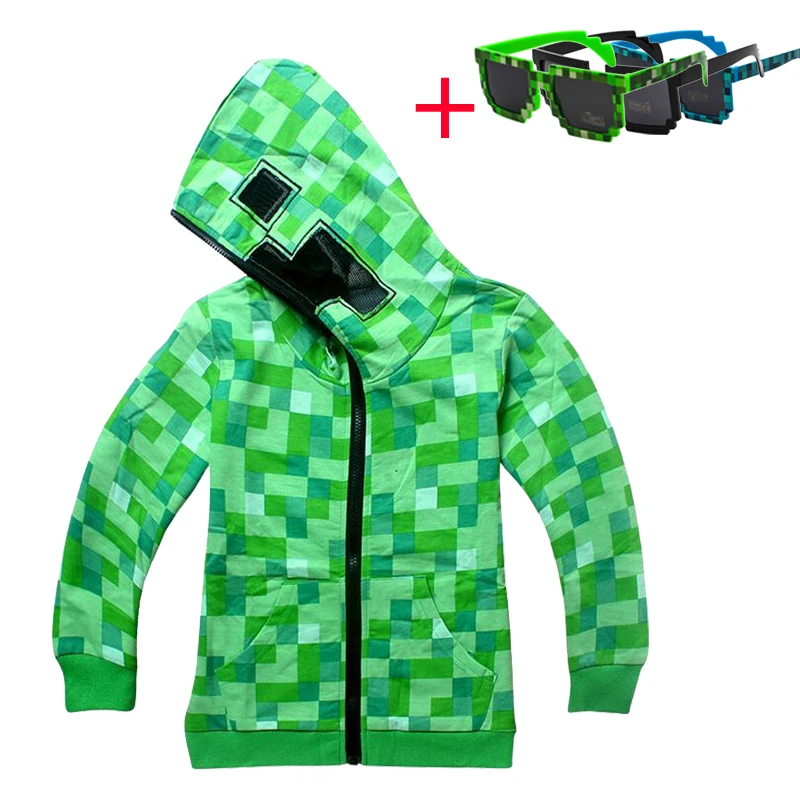 

2019 Spring and Autumn Children Cartoon Minecraft Adventure Game Boys and Girls Cotton Long Sleeve Zip Hoodie T-Shirt clothing