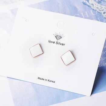 

XIYANIKE 925 sterling silver square Earrings Temperament Korean Personality Black Enamel Stud Earring For Women Bijoux VES6103