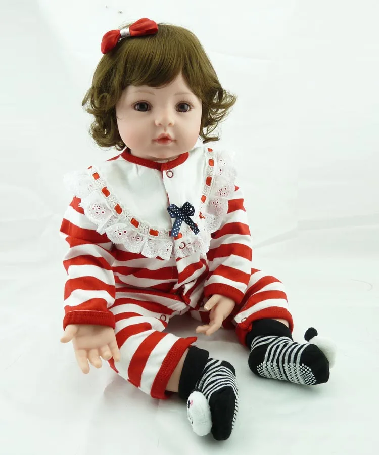 

22" Princess girl dolls reborn curly brown hair wig lifelike reborn babies high quality reborn dolls children gift bonecas