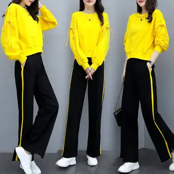 

Solid Tracksuits Women Two Piece Set 2019 Spring Plus Size T-Shirt Top And Pants Set Suits Casual 2 Piece Set