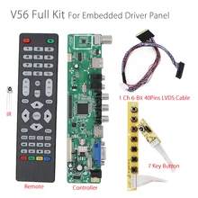 V56 Универсальный ЖК-дисплей ТВ драйвер контроллера Совета PC/VGA/HDMI/USB Интерфейс + 7key кнопка + 1ch 6-бит 40 контакты LVDS для встраиваемых ЖК водитель