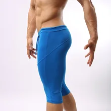 Мужская одежда, колготки из спандекса, мужские эластичные однотонные шорты, мужские Компрессионные шорты до колен, сексуальные мужские Длинные боксеры, мужские Бегуны