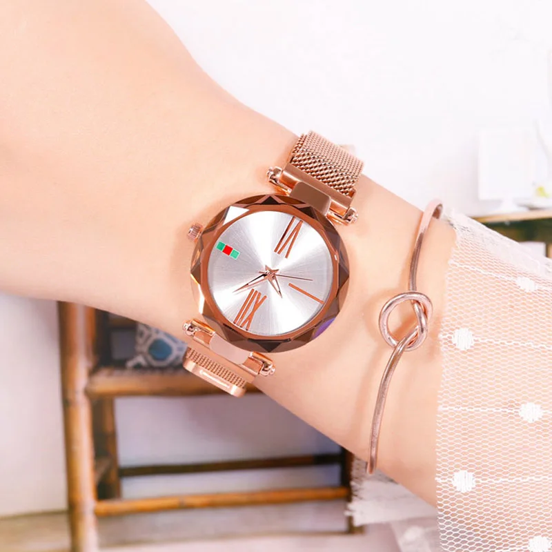 

Top Sell Starry Sky Watches Women Quartz Magnetic Geometry Crystal Fanshion Trend Girls Clock Luxury Roman Style Reloj Mujer