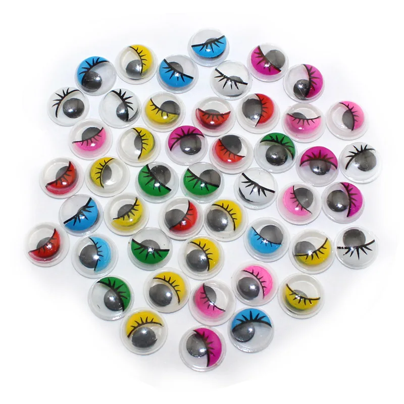 With Self adhesive 200PCS/lot 8MM Dolls Eye With eyelashes Googly