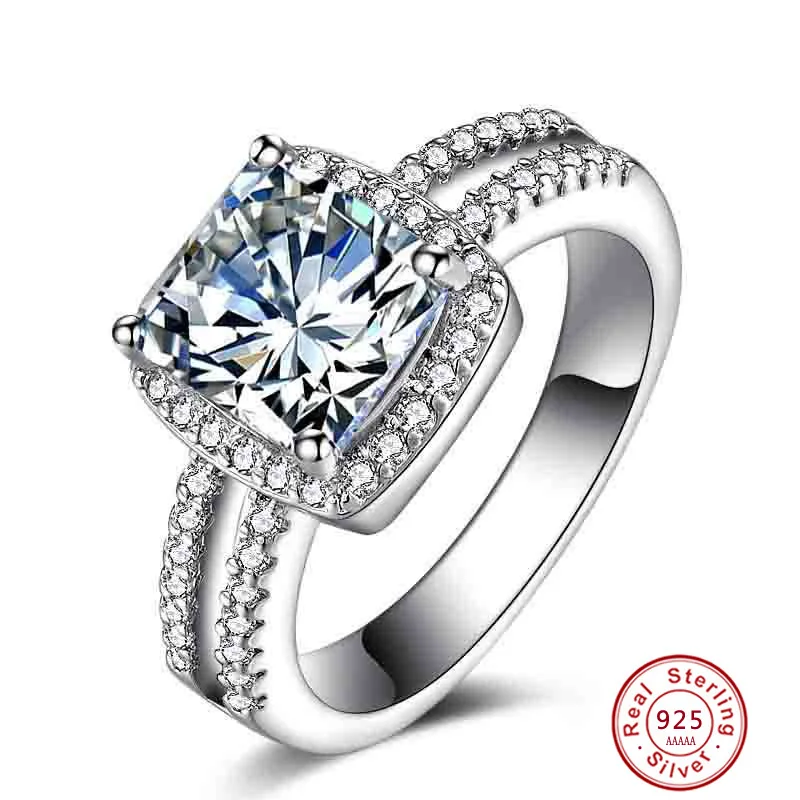 

Claddagh Wedding Rings For Women Square 925 Sterling sliver zircon Jewelry Bague Bijoux Femme ring Accessories