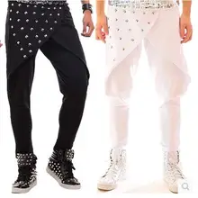 27-44! Новинка года для ночного клуба Для мужчин одежда певица ds dj заклепки штаны Haroun Брюки Большие размеры мужской сценические костюмы для выступлений