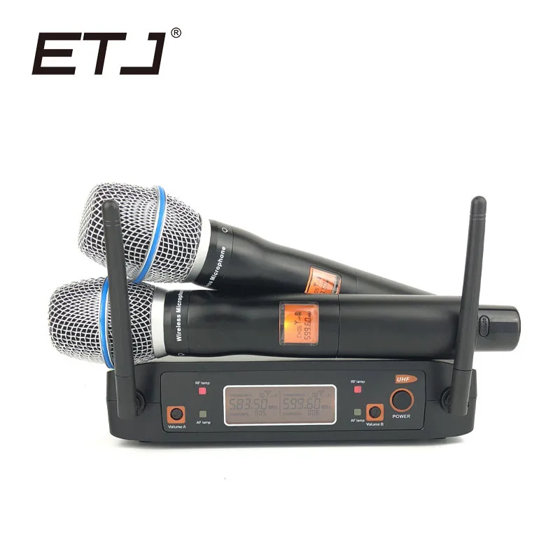 ETJ бренд фиксированный UHF двойной беспроводной микрофон системы X8 для церковной сцены больше каналов, чем SLX24 PGX24
