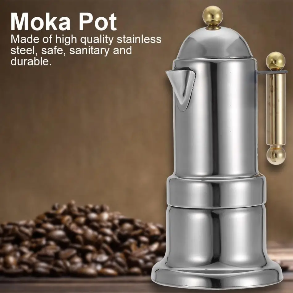 10x10x21 см нержавеющая сталь Moka горшок плита портативный Эспрессо кофеварка с предохранительным клапаном 4 чашки для Pro Barista