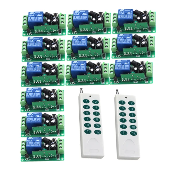 

DC12V 1CH RF Wireless Remote Control Switch System 2 Transmitter with 12 Receiver Home Smart Switch SKU: 5445