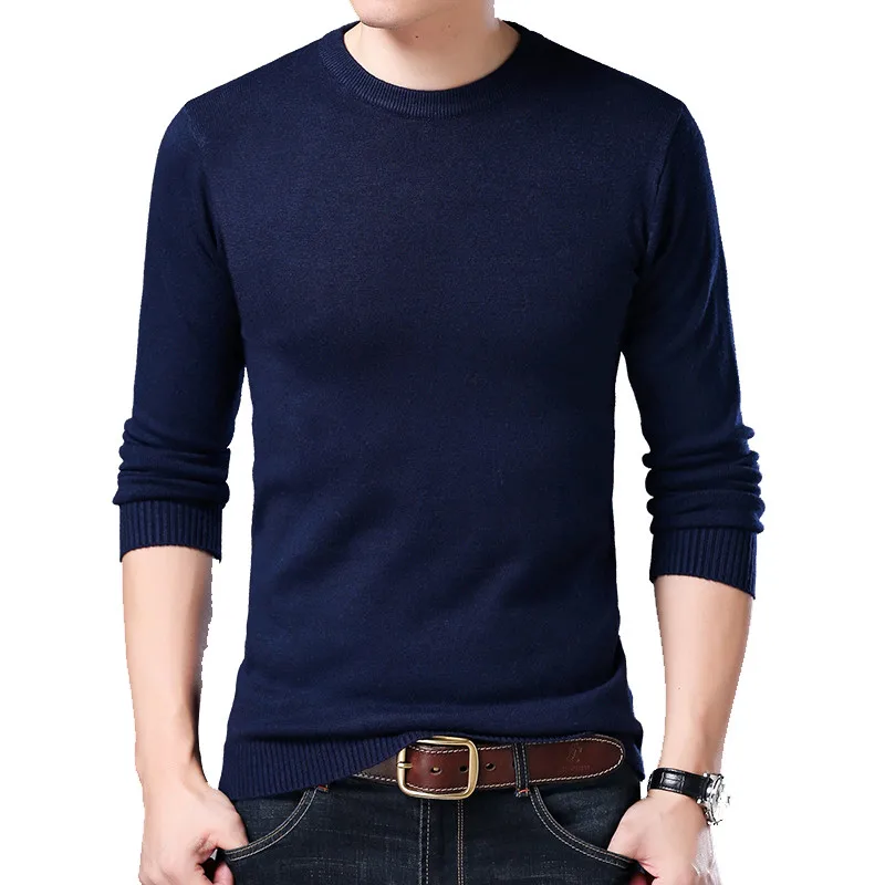 

Sweater Men Autumn Winter Warm Mens Knitted Wool Sweaters Solid Color Casual O-Neck Pull Homme Cotton Pullover Men