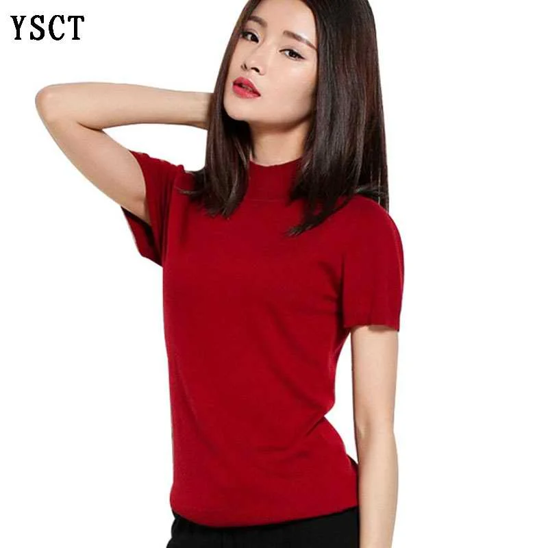

YUNSHUCLOSET 2017 women style knitted sweater vests, short sleeve striped design Jumper knitting thin sweaters free shipping