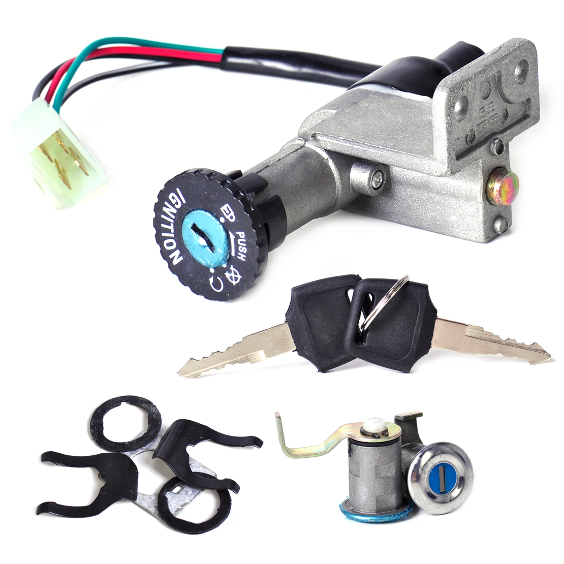 

DWCX 4Pin Ignition Key Switch Lock Toolbox Cushion Lock Kit for 50cc 150cc GY6 Chinese Jonway Roketa Moped Scooter BMX Kazuma