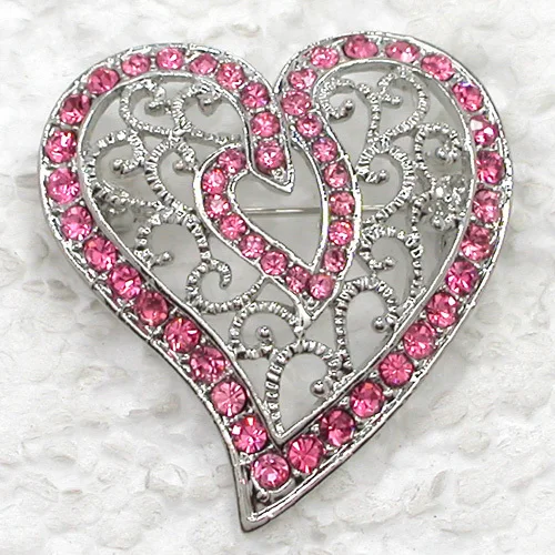 Rose Rhinestone Heart Pin brooches C406 Jin Brooches from Jewelry