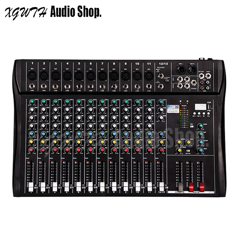 12 Channel Bluetooth Mixer Usb Digital Dsp Effects Microphone Audio Sound Mixer Console 48v