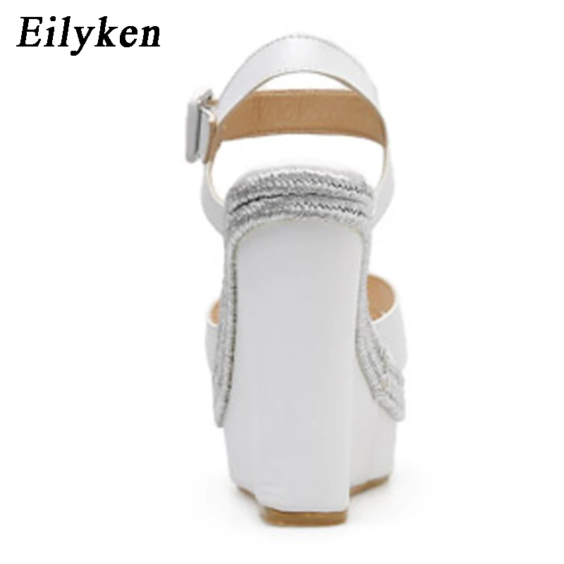 Женские босоножки на платформе Eilyken Клубные белого и золотого цвета с открытым