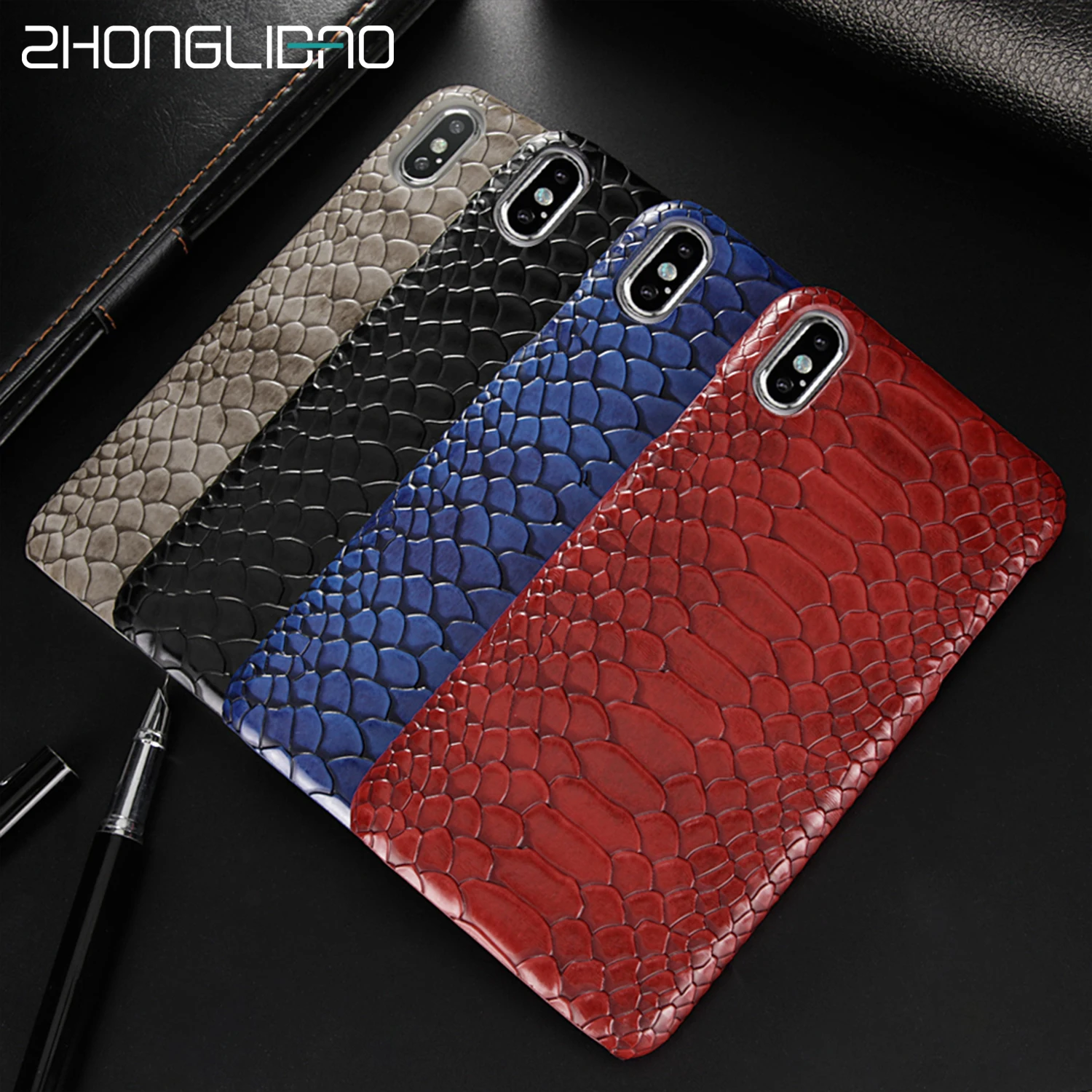 

Luxury Case for Iphone Xs Max Xr X 8 7 6 Plus Slim Leather Snake Skin Shockproof Hard Back Phone cover for Iphone 11 pro Max new