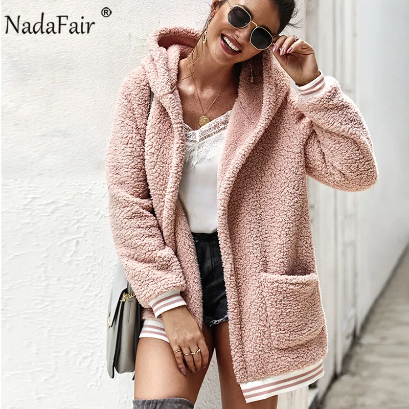 abrigo informal de P Nadafair-Chaqueta de piel sintética para mujer 
