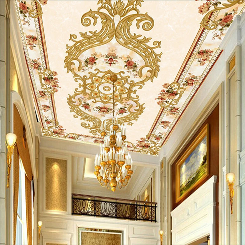 

Custom Wall Cloth Wallpaper European Flower Pattern Hotel Living Room Bedroom Ceiling Decoration Mural Wallpaper For Walls Roll