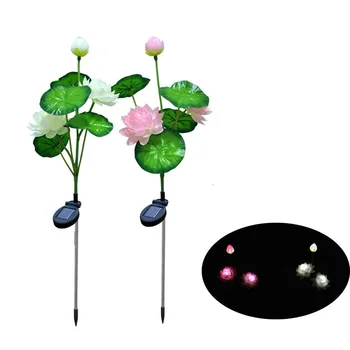 

Solar Powered 3 LED Artificial Lotus Flower Light Landscape Pathway Lamp For Outdoor Yard Decoration