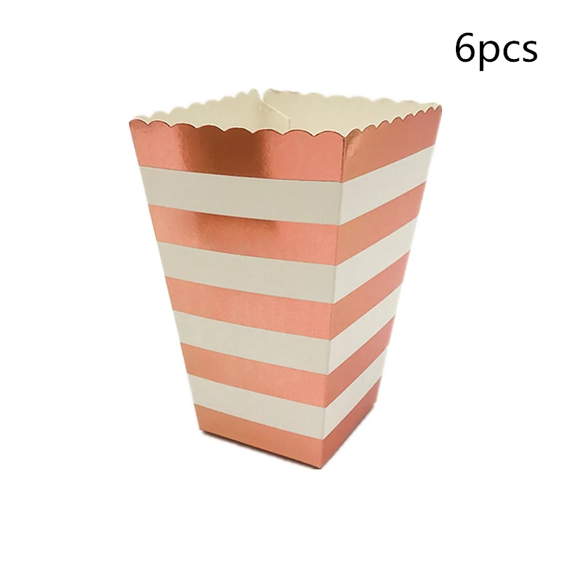 Popcorn Box 6pcs 6 шт. Позолоченные бумажные соломинки/чашки/пластины/одноразовые столовая посуда все для праздника свадьбы/дня рождения/украшения для вечеринки у бассейна - Цвет: Popcorn Box 6pcs