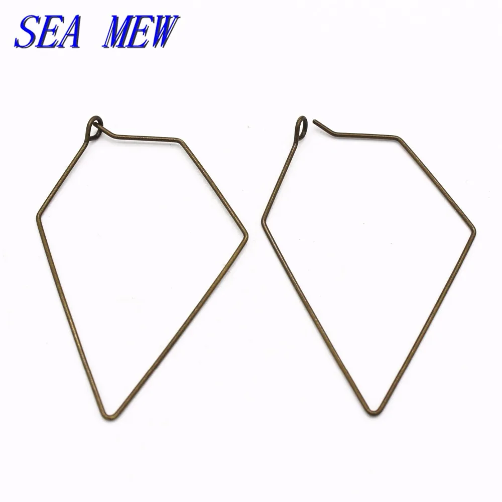 

SEA MEW 50PCS 55*30mm Fashion Copper Geometric Earrings Accessories For Women DIY Jewelry Making