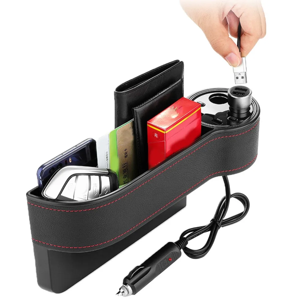 

Car Seat Gap Storage Case Organizer Dual USB Port Charger Cigaretter Lighter