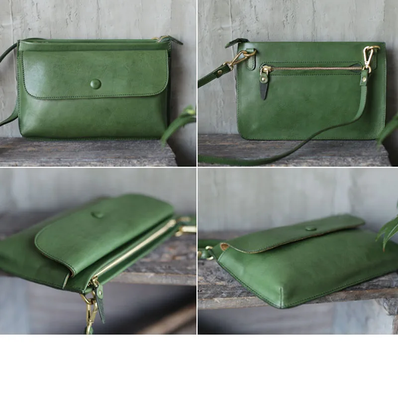 AETOO Original handmade leather retro Sen small bag Messenger bag female bag Korean version flip multi-layer envelope bag