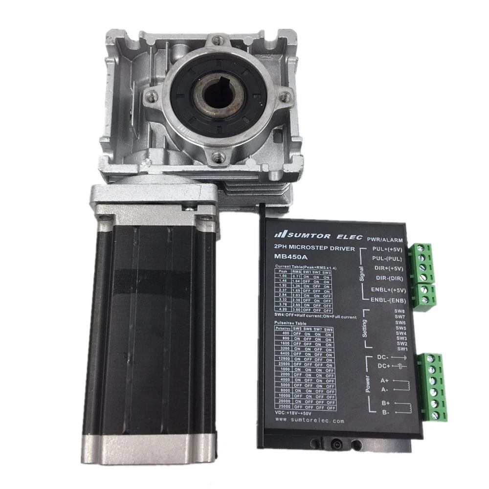 Ratio 201 Worm Geared Reducer NEMA23 Worm Gear Stepper Motor 3Nm