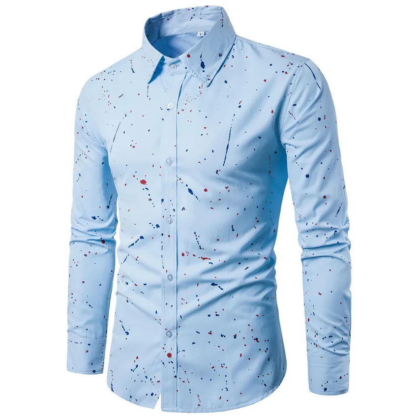 

Brand 2019 Fashion Shirt Male All Printed Dress Shirts Slim Fit Turn-Down Men Long Sleeve Mens Hawaiian Shirt Big Sizes XXXL