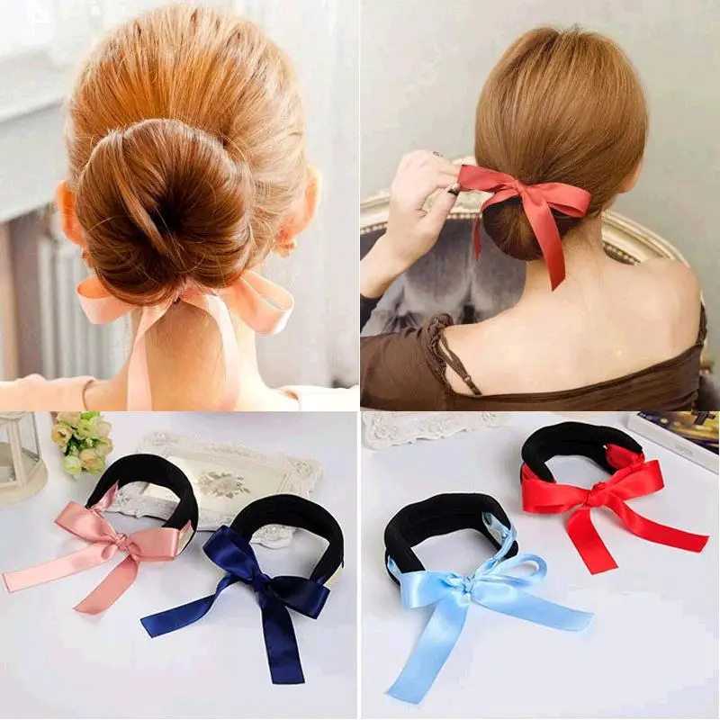 Silky Ribbon Bow Big & Small Size Black Sponge Hair Styling Tools Foam ...