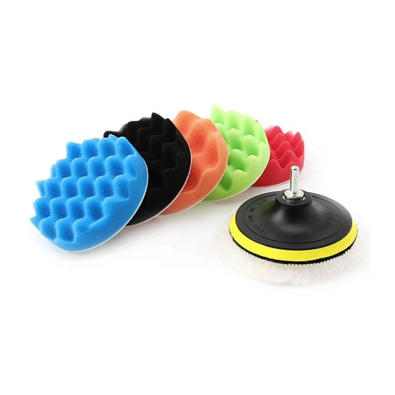 

8pcs Waxing Pad Polishing Pad Kit Set Car Clean Sponge 3' 4' 5' 6' 7' Car Polisher Buffer Drill Adapter Wheel Polisher