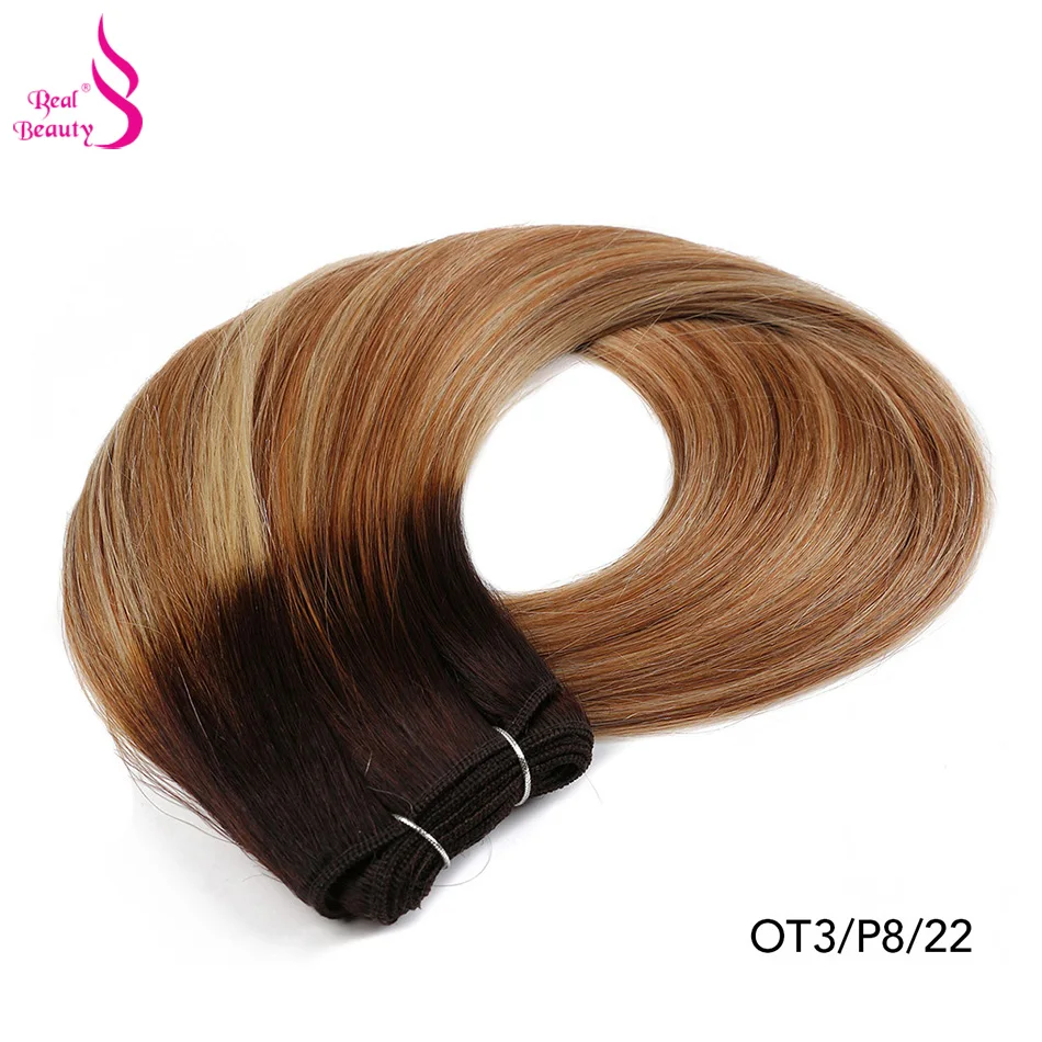 Настоящая красота Remy человеческие волосы прямые Balayage Волосы Уток 2"-26" Dip окрашенные цвета бразильские накладные волосы выделены/медовый блонд