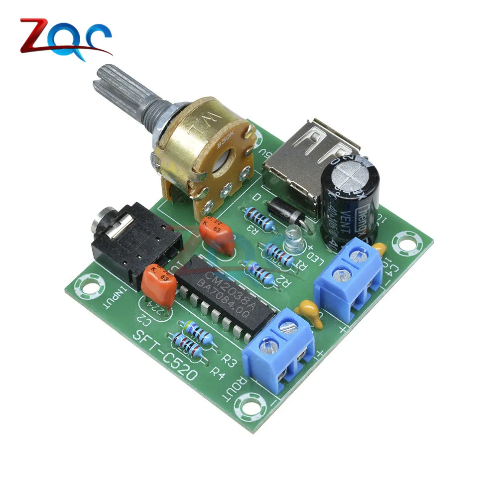 PM2038 двойной трек 5Wx2 Плата усилителя 5 Вт + модуль USB Источник питания DC 2 6 в *