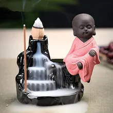 Креативность керамическая статуэтка маленький монах курильница ручной работы фарфоровая курильница ладан наклейки держатель