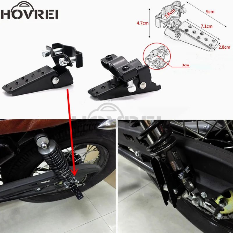 

Universal Retro Motorcycle Black Clamp-on Steel Axle Foldable Foot pedal Step Pegs motobike front rear Folding Foot rest