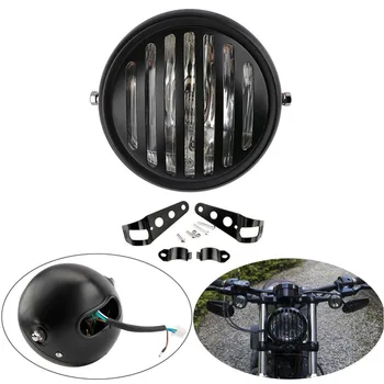 

6.5" Retro Universal Motorcycle 35W Headlight Grill Diamond Cover W/ Bracket Cafe Racer Metric bikes Cruisers Choppers Custom