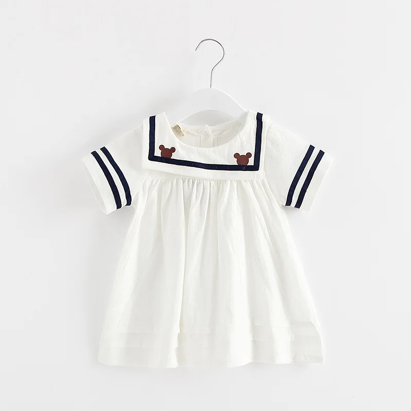 

Brand New Girls Dress Sweet Navy Nautical Striped Baby Girl Dress Soft Hem Peplum Children Casual Dress cartoon pattern printed