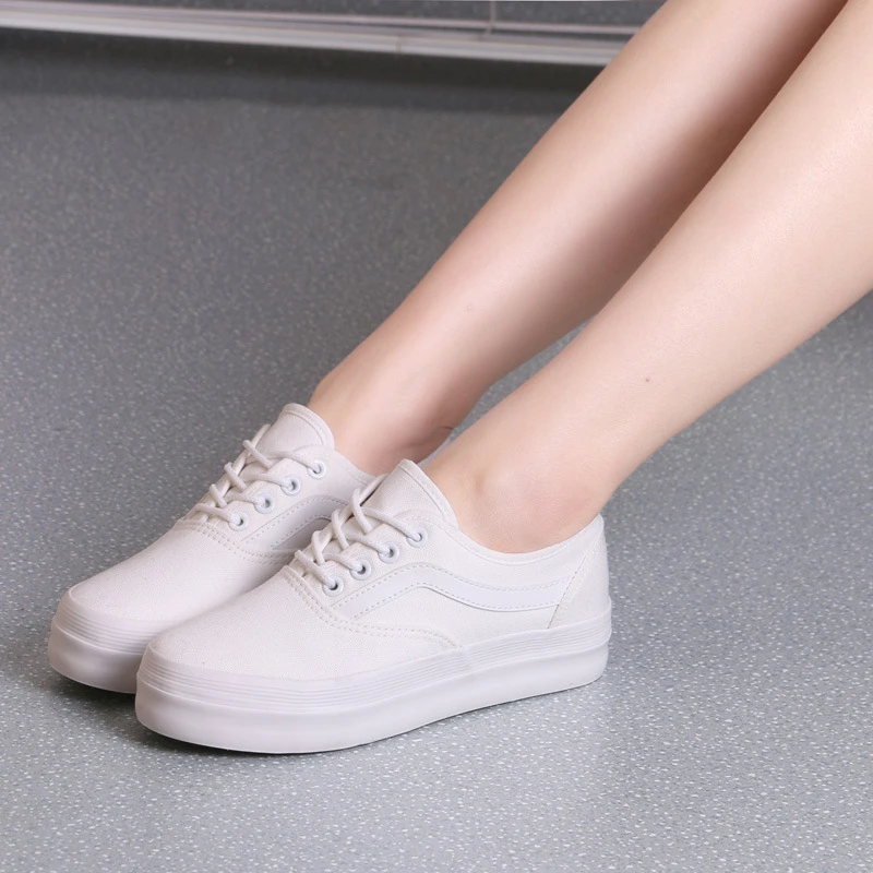 春の 15新しい韓国の女性厚い底の キャンバス シューズ白レース アップ靴の靴工場直接卸売学生 Shoe Box Shoes Shoe Furnitureshoe Decor Aliexpress