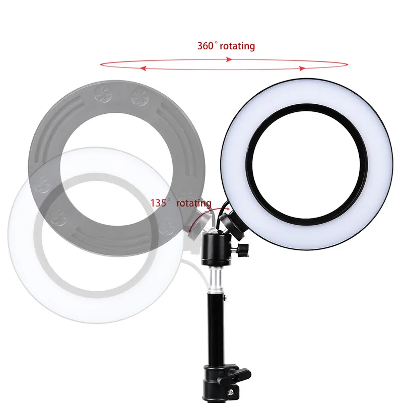 Fosoto 16 см/26 см фотографический светильник ing 3200 K-5500 K Диммируемый светодиодный кольцевой светильник, лампа для фотостудии, телефона, видео, красоты, камеры для макияжа