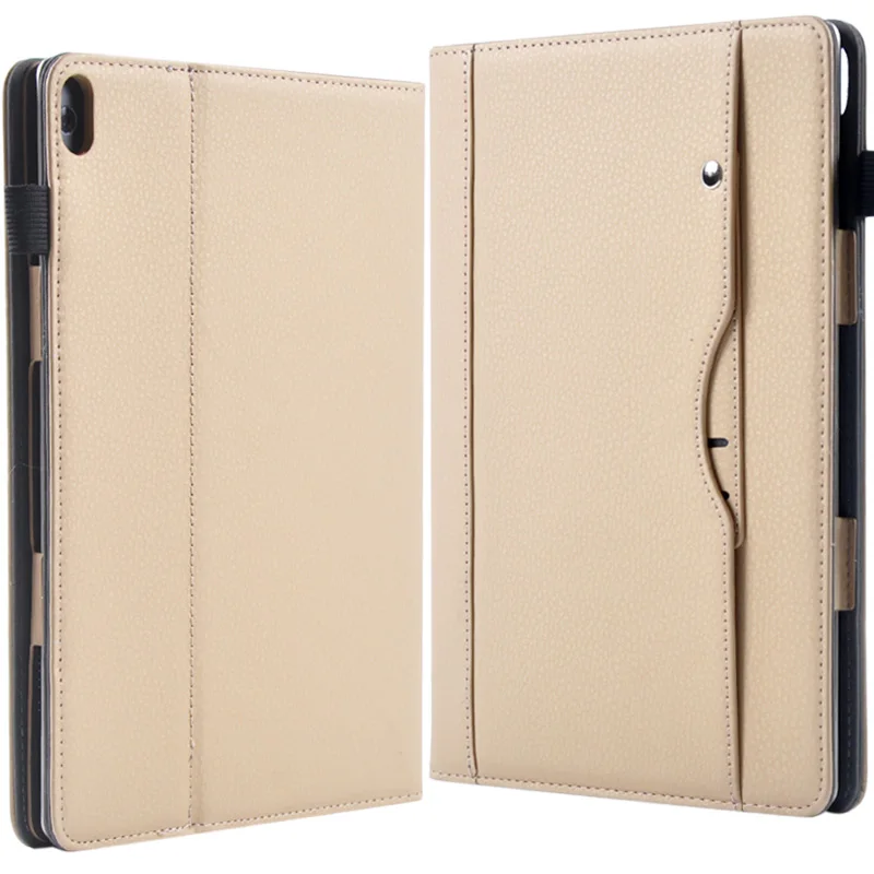 Тонкий ремешок кожаный магнит Smart Cover карты Стенд принципиально чехол для lenovo Tab P10 TB-X705F/L M10 X605L M3 Lite 10 BAH-W09/AL00 - Цвет: Золотой