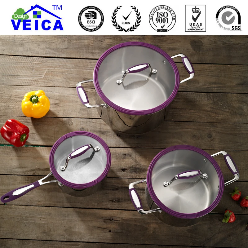 2019 New 3pcs Eco friendly Lfgb Induction Stainless Steel Cookware