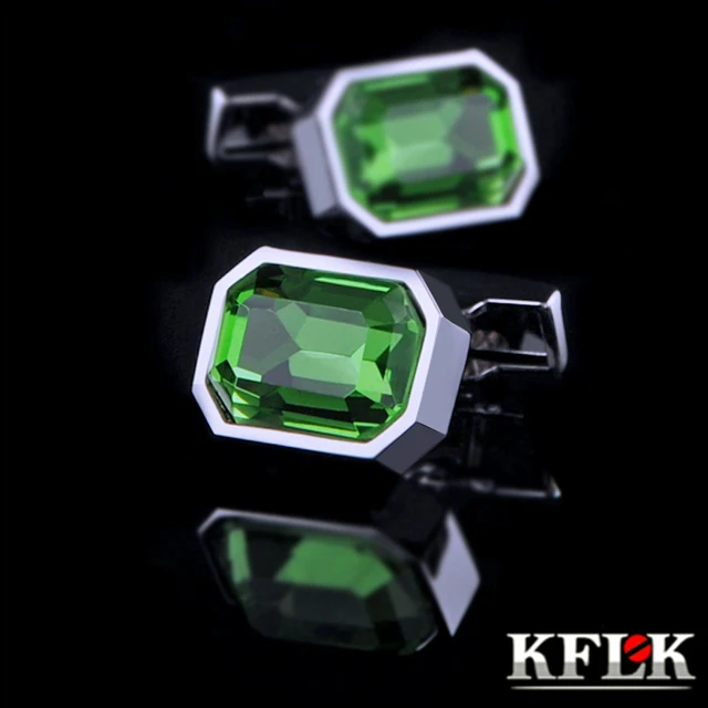 Emerald Green Crystal Cuff links 1