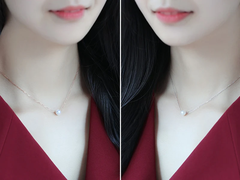 Au750 18k gold chain pearl charm necklace (15)