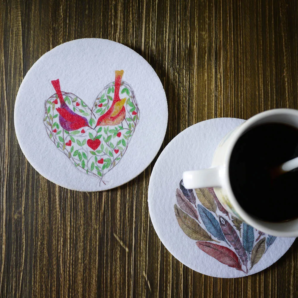 5pcs/set The Nordic Style Felt Mat Handmade Teacup Coaster for Pots and